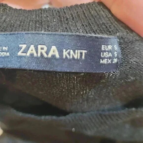 Zara Knit Women's Black Viscose/Acrylic Knit Long Sleeve Crew Neck Sweater - Picture 6 of 6